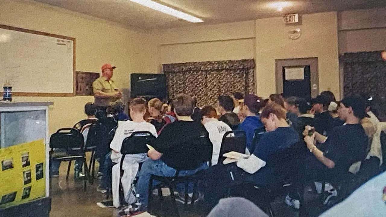 Students in a gun safety class from the 90's