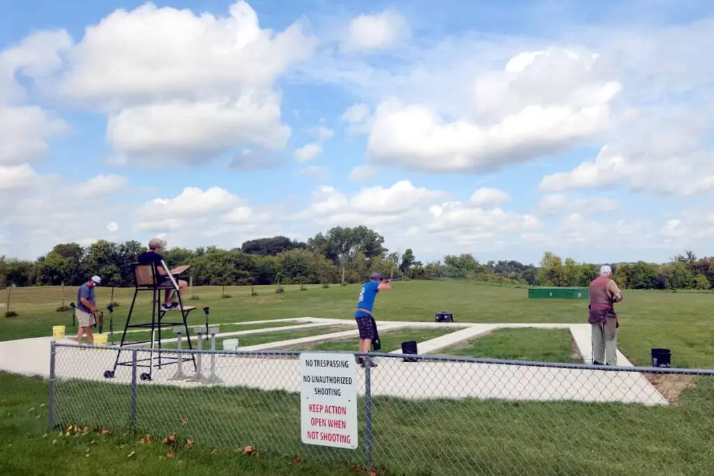 Member action shot of shooting in trap shooting league