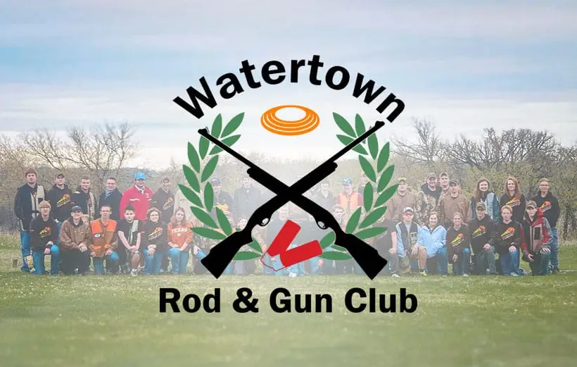 Watertown Rod and Gun Club logo overlaid on a photo of the youth shooting club